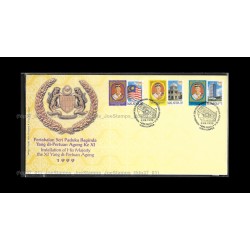 1999 Malaysia Installation of 11th YDP Agong Sultan Salahuddin Abdul Aziz Shah Type A FDC with stamps Good (lightly toned & spots)