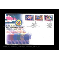 2000 Malaysia World Table Tennis Championship FDC with stamps Average (Toned & tone spots)