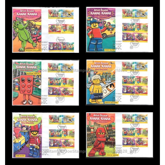 2017 Malaysia Childrens Holiday (Percutian) Activities (Lego) Private FDC with stamps in set of 6pcs Fine