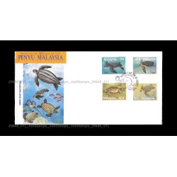 1990 Malaysia Marine Life (S3) Turtles FDC with stamps Good (lightly toned & spots)