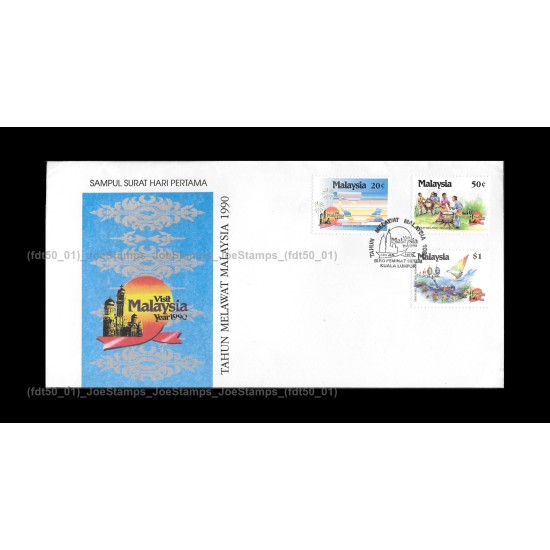 1990 Visit Malaysia Year FDC with stamps Good (lightly toned & spots)