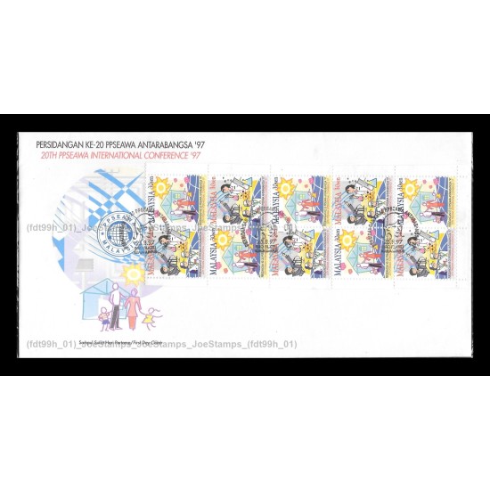 1997 Malaysia 20th PPSEAWA International Conference 97 FDC with booklet stamps affixed Good (lightly toned & spots)