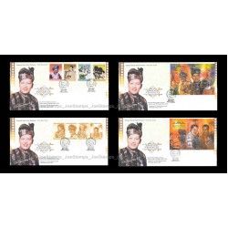 1999 Malaysia P. Ramlee Artist Supreme (A) FDC Set with 2 MS FDCs and 2 Stamp FDCs Good (lightly toned & spots)