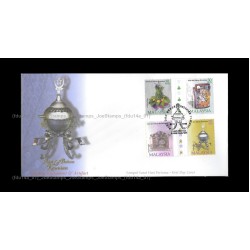 2001 Malaysia Cultural Instruments & Artefacts FDC with stamps Good (lightly toned & spots)