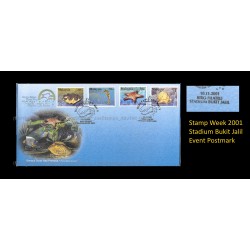 2001 Malaysia Marine Life S5 (Stamp Week 2001) FDC with stamps Good (lightly toned & spots)