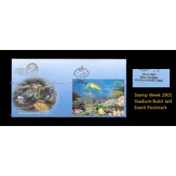 2001 Malaysia Marine Life S5 (Stamp Week 2001) FDC MS Good (lightly toned & spots)