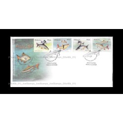 2006 Malaysia Fresh Waterfish S3 FDC with stamps Good (lightly toned & spots)