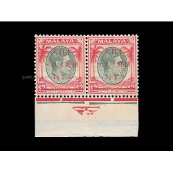 1944 Japanese Occupation Straits Settlements Stamps Overprint (Red Cross Use) Ovp $1.50 on $2 MNH stamps in pair Fine