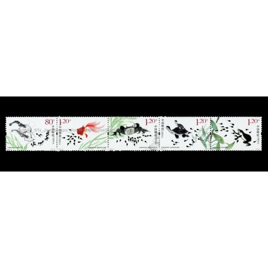 China 2013 Little Tadpoles Looking for Their Mother Set of 5v in se-tenant stamps MNH Fine