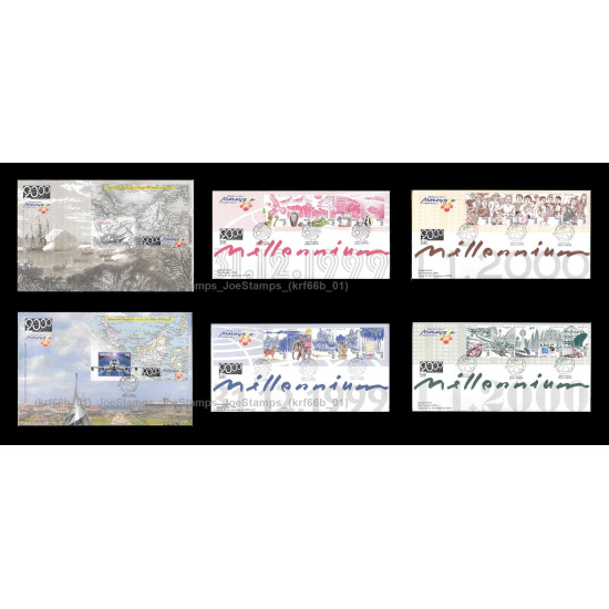 (Toned) Malaysia 2000 Celebrate the New Millennium S2 FDC Set with 2 MS FDCs and 4 Stamp FDCs Good (lightly toned & spots)