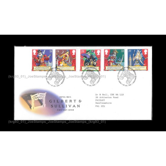 1992 UK Gilbert and Sullivan FDC with stamps Fine