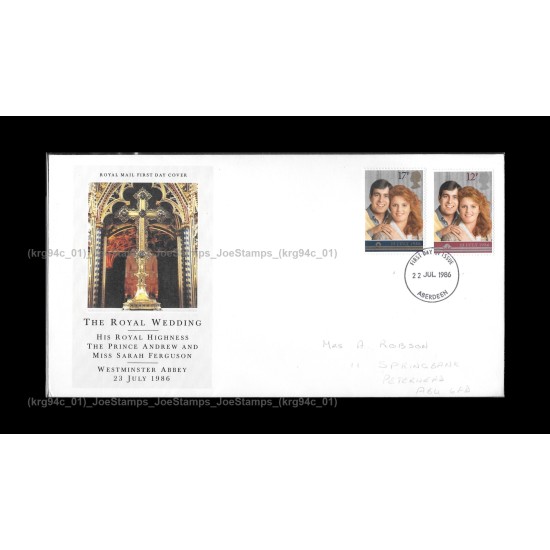 1986 UK Royal Wedding Andrew & Sarah FDC with stamps Fine