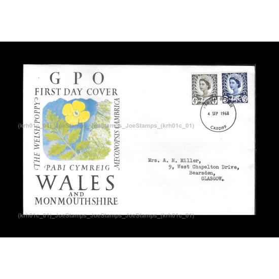 1968 UK Definitive Issue - Wales FDC with stamps Fine