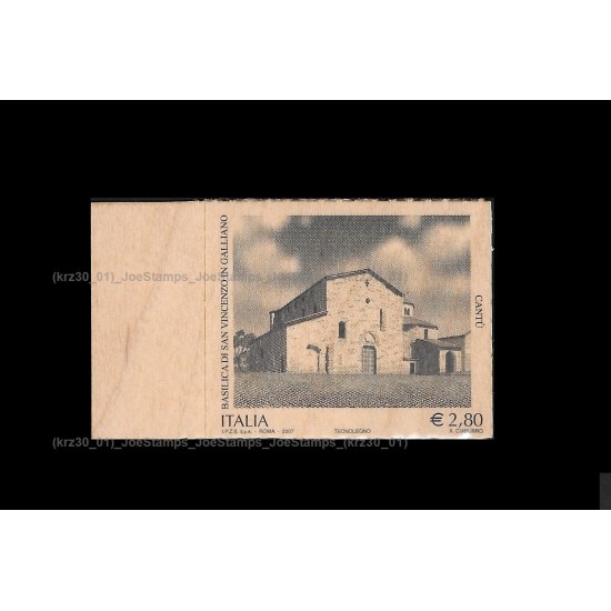2007 Italy Basilica of San Vicenzo in Galliano, Cantu - sticker stamp made of wood Stamp MNH Fine