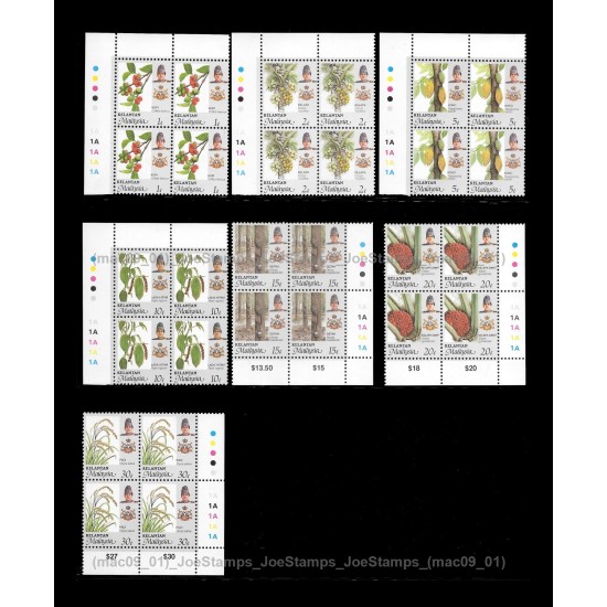 1986 Malaysia Agro-based Products Definitive Kelantan Set of 7pcs stamps MNH Fine