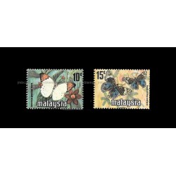 1976 Malaysia Butterflies Definitive Coil Harrison Lithography Set of 2pcs stamps MNH Fine