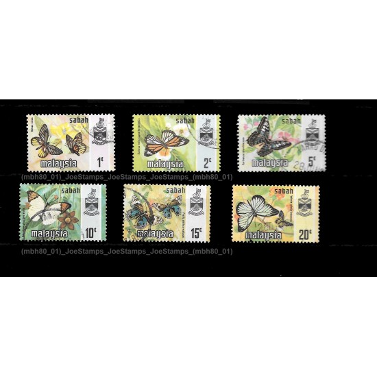 Malaysia Butterflies Def 1977/8 Harrison Photo Sabah Set of 6pcs stamps Used Fine