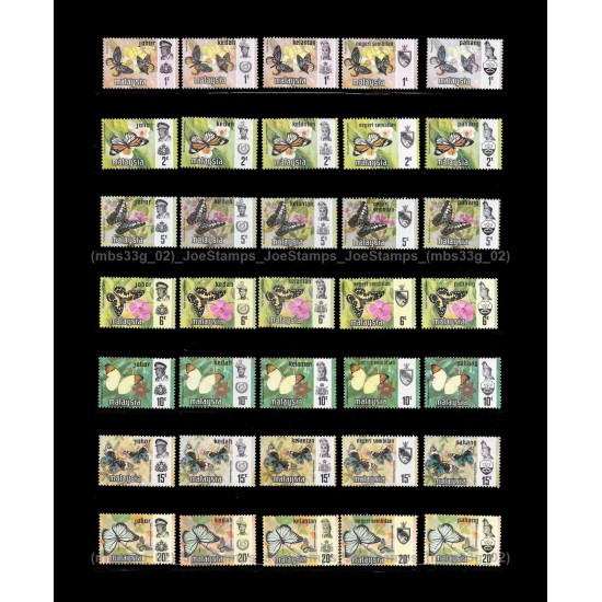Malaysia Butterflies State Definitive 1971 Set of 91pcs MNH Fine
