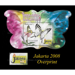 Jakarta 2008 Stamp Exhibition Ovp on Butterflies of Malaysia MS 2008 MS MNH Fine