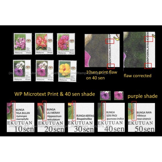 2018 Malaysia Garden Flowers Definitive 2007 Federal Territory with Micro Text Printing Set of 6pcs stamps MNH Fine