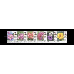 2016 Malaysia Definitive: Garden Flowers 2016 (Johore) Set of 6v in se-tenant stamps MNH Fine