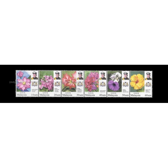 2016 Malaysia Definitive: Garden Flowers 2016 (Johore) Set of 6v in se-tenant stamps MNH Fine