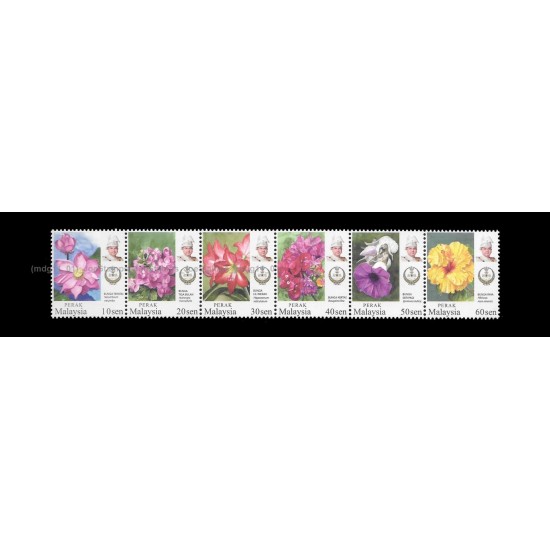2016 Malaysia Definitive: Garden Flowers 2016 (Perak) Set of 6v in se-tenant stamps MNH Fine