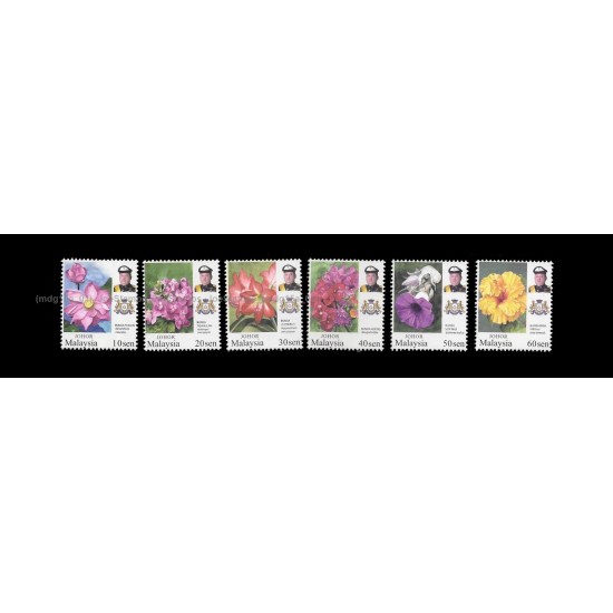 Malaysia Garden Flowers Definitive (Johore New Release) Set of 6pcs stamps MNH Fine