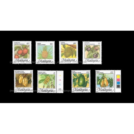 1986 Malaysia Fruits Definitive Set of 8pcs stamps MNH Fine