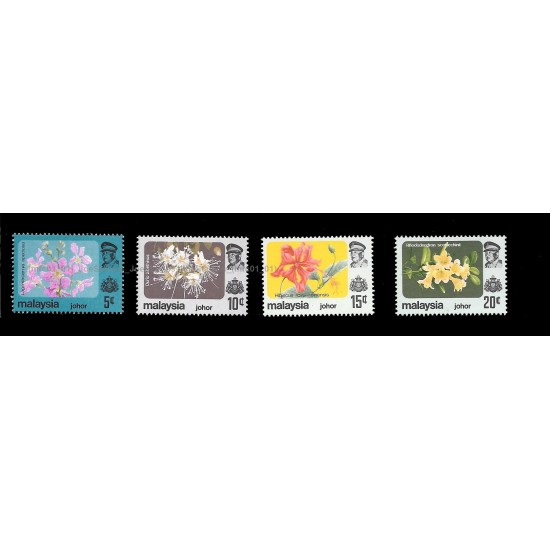 1983-85 Malaysia Definitive Flowers New Print Johore Set of 4pcs stamps MNH Fine