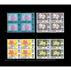 1983-85 Malaysia Definitive Flowers New Print Johore Set of 4pcs stamps MNH Fine