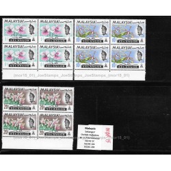 1970 Malaysia Definitive Orchids Wmk Sideways Selangor Set of 3pcs stamps MNH Fine
