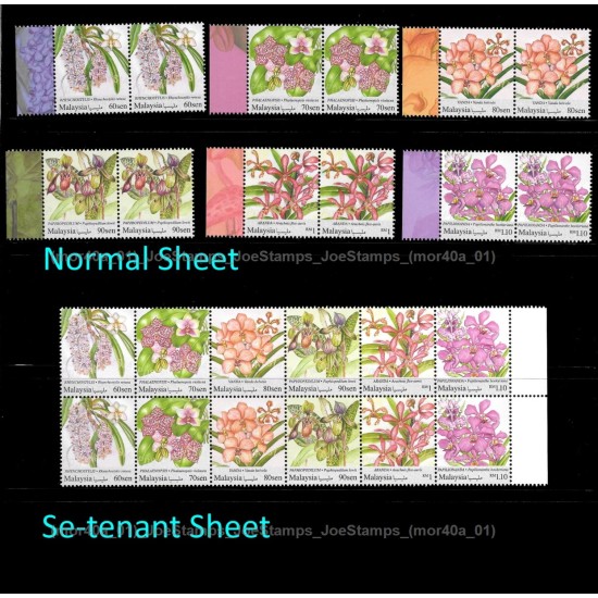 2017 Malaysia Orchids Definitive Set of 24v stamps MNH Fine