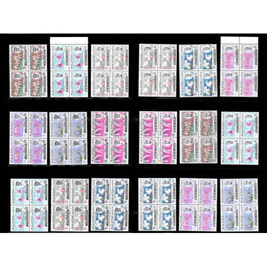 Malaysia 1965 Orchids Definitive Complete Set of 91pcs stamps in bo4 MNH Fine