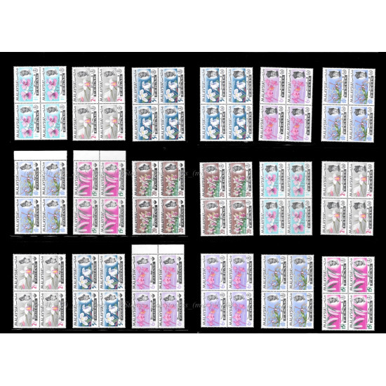 Malaysia 1965 Orchids Definitive Complete Set of 91pcs stamps in bo4 MNH Fine