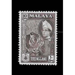 1957.6.26-63 Malaya Pictorial Definitive Trengganu Sultan Ismail 10c stamp MNH Good (Minor short perf)