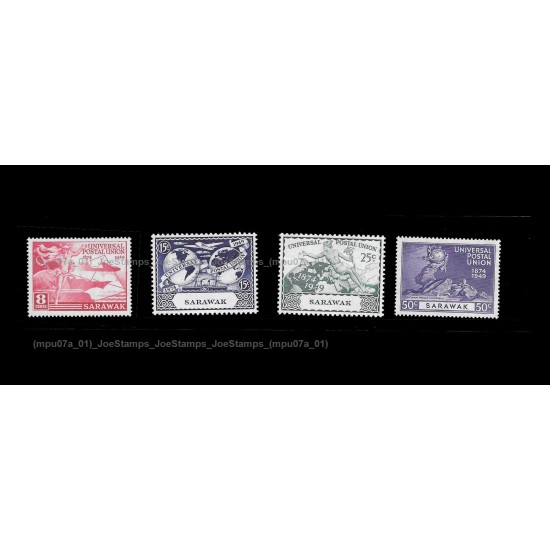 1949 Malaysia UPU 75th Anniversary Sarawak Set of 4pcs stamps MNH Fine