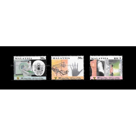 1995 Malaysia 100 Years of X-Ray Set of 3pcs stamps Good (lightly toned & spots)