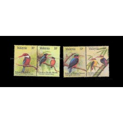 1993 Kingfishers (Birds) of Malaysia Set of 4v with 2 se-tenant pair stamps MNH Fine