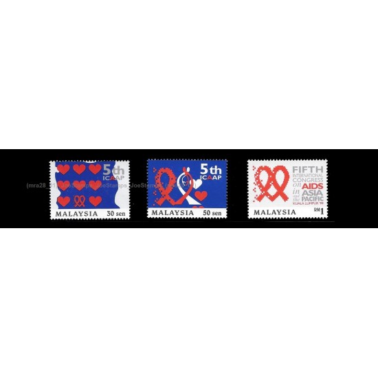 1999 Malaysia 5th International Congress on AIDS in Asia and the Pacific Set of 3pcs stamps MNH Fine