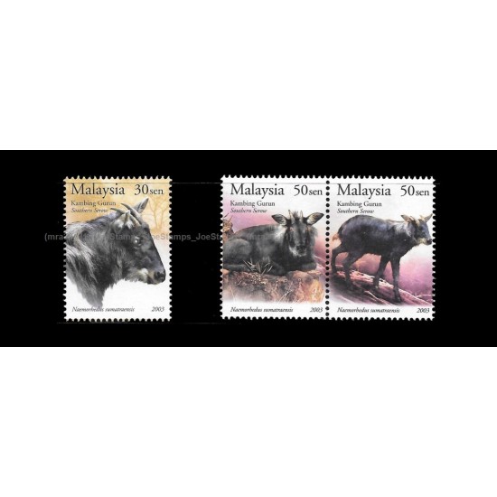 2003 Malaysia Southern Serow Set of 3v with 1 se-tenant pair stamps MNH Fine