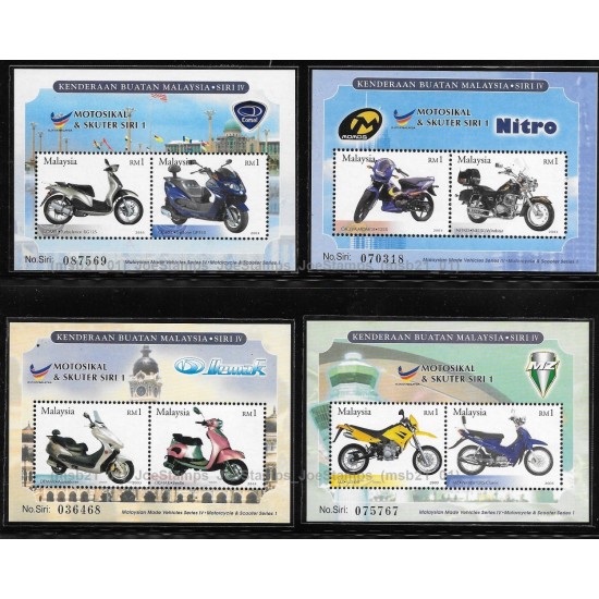 2003 Malaysia Motorcycles and Scooters MS in set of 4pcs MNH Fine