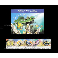 Malaysia 1988 Marine Life (S1) MS and Stamps set MNH Fine