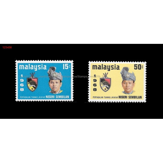 Malaysia 1968 Installation of Tuanku Jaafar as YDP Besar of Negri Sembilan Set of 2pcs stamps MNH Fine
