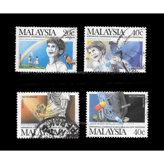 1987 Malaysia The International Conference of Drug Abuse and Illicit Trafficking Set of 4pcs stamps Used Fine