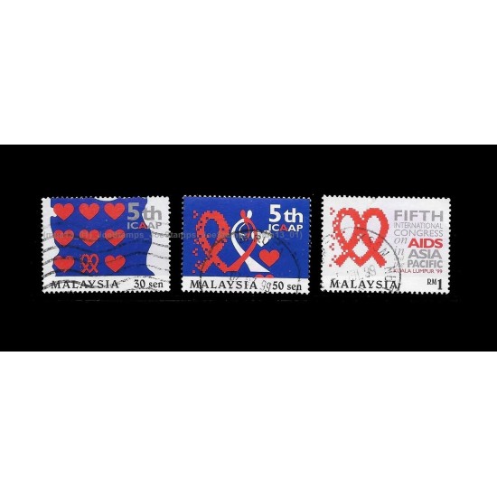 1999 Malaysia 5th International Congress on AIDS in Asia and the Pacific Set of 3pcs stamps Used Fine