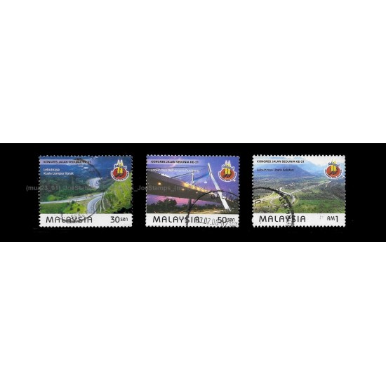 1999 Malaysia World Road Congress Kuala Lumpur Set of 3pcs stamps Used Fine