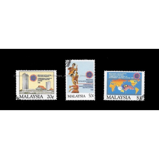 1989 Malaysia Commonwealth Heads of Gov Meeting (CHOGM) Set of 3pcs stamps CTO Used no gum Fine