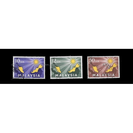 1963 Malaysia Inauguration of Federation Set of 3pcs stamps Used Fine
