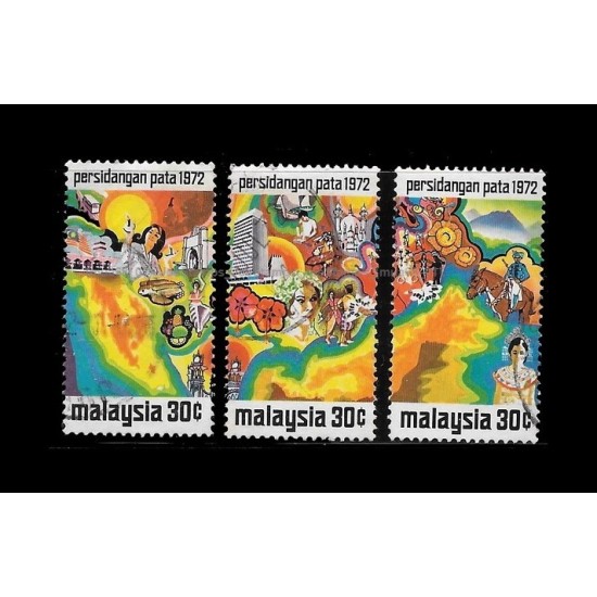 1972 Malaysia Pacific Area Tourist Association Conference Set of 3pcs stamps Used Fine